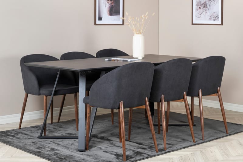 Marina Matgrupp 180 cm Rektangulär med 6 Arch stolar - Svart - Möbler - Bord & matgrupp - Matgrupp