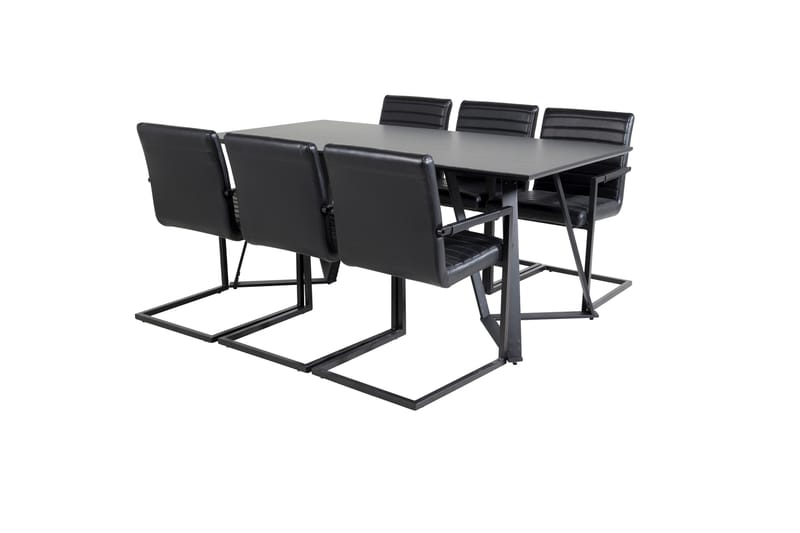 Marina Matgrupp 180 cm Rektangulär med 6 Art Stolar - Svart - Möbler - Bord & matgrupp - Matgrupp