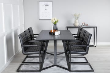 Marina Matgrupp 180 cm Rektangulär med 6 Art Stolar - Svart - Möbler - Bord & matgrupp - Matgrupp