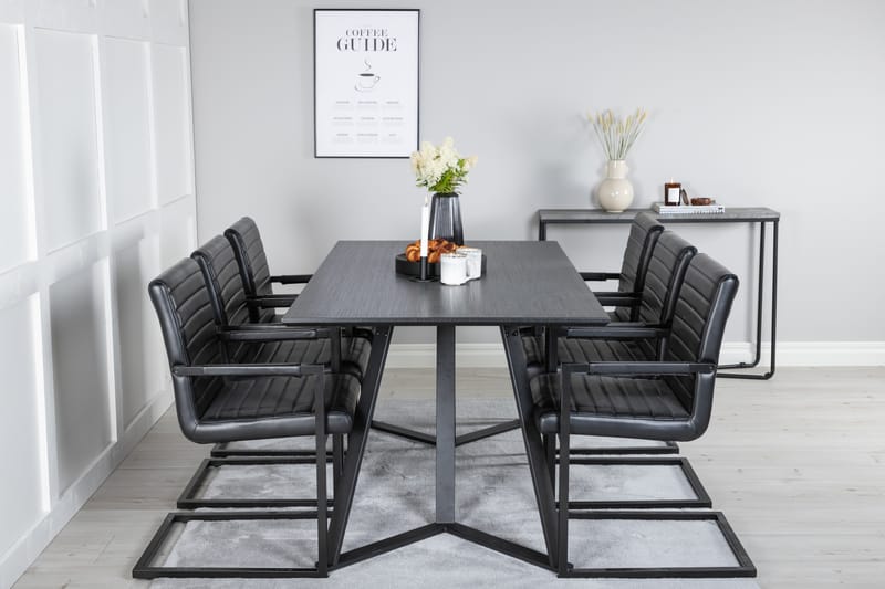 Marina Matgrupp 180 cm Rektangulär med 6 Art Stolar - Svart - Möbler - Bord & matgrupp - Matgrupp