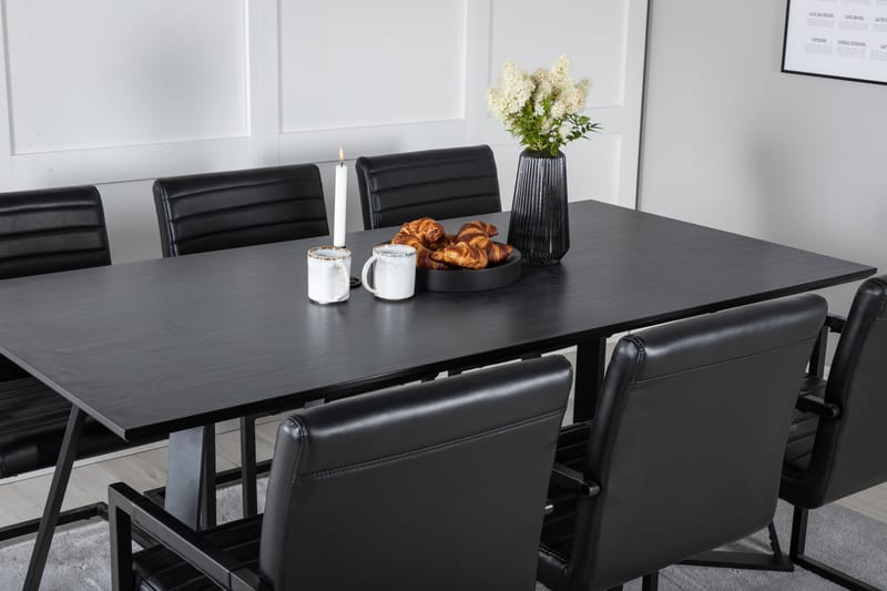 Marina Matgrupp 180 cm Rektangulär med 6 Art Stolar - Svart - Möbler - Bord & matgrupp - Matgrupp