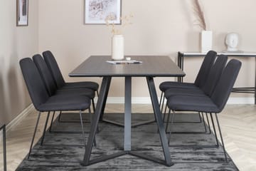 Marina Matgrupp 180 cm Rektangulär med 6 Muce stolar - Svart - Möbler - Bord & matgrupp - Matgrupp
