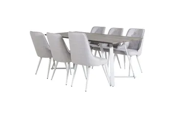 Marina Matgrupp 180 cm Rektangulär med 6 Velvet Deluxe stolar - Ljusgrå - Möbler - Bord & matgrupp - Matgrupp