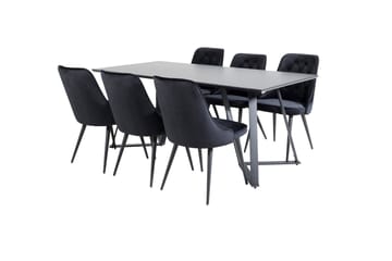 Marina Matgrupp 180 cm Rektangulär med 6 Velvet Deluxe stolar - Svart - Möbler - Bord & matgrupp - Matgrupp