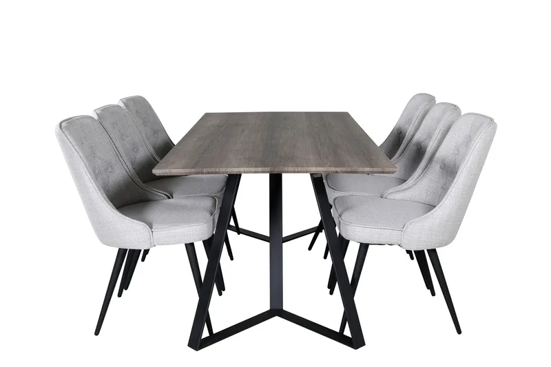 Marina Matgrupp 180 cm Rektangulär med 6 Velvet Deluxe stolar, Svart