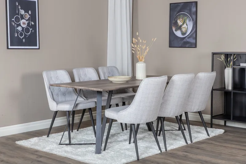 Marina Matgrupp 180 cm Rektangulär med 6 Velvet Deluxe stolar - Svart - Möbler - Bord & matgrupp - Matgrupp