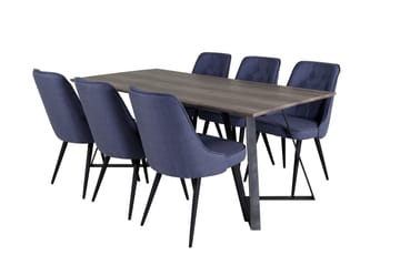 Marina Matgrupp 180 cm Rektangulär med 6 Velvet Deluxe stolar - Svart - Möbler - Bord & matgrupp - Matgrupp