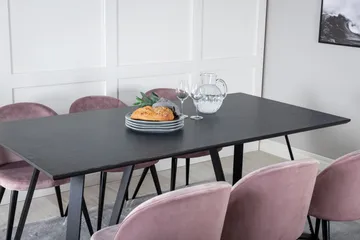 Marina Matgrupp 180 cm Rektangulär med 6 Velvet stolar - Svart - Möbler - Bord & matgrupp - Matgrupp