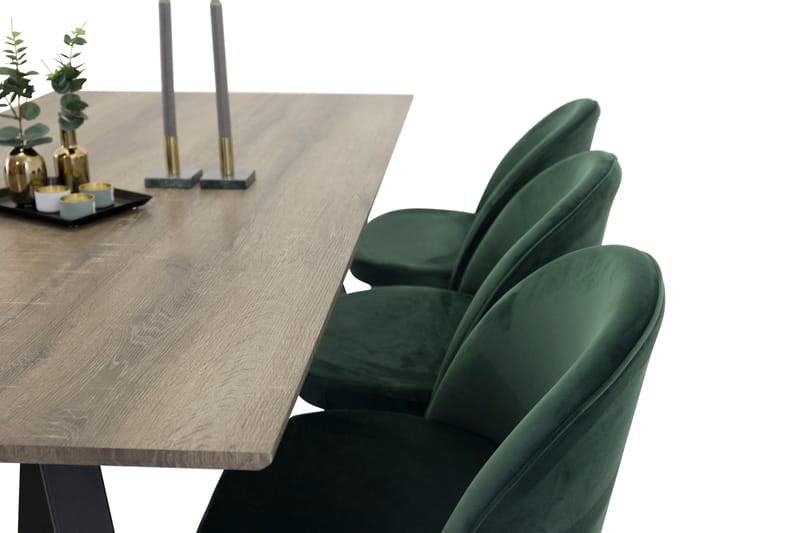 Marina Matgrupp 180 cm Rektangulär med 6 Velvet stolar - Svart - Möbler - Bord & matgrupp - Matgrupp