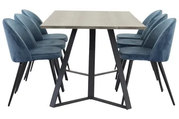 Marina Matgrupp 180 cm Rektangulär med 6 Velvet stolar - Svart - Möbler - Bord & matgrupp - Matgrupp