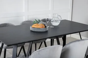 Marina Matgrupp 180 cm Rektangulär med 6 Velvet stolar - Svart - Möbler - Bord & matgrupp - Matgrupp