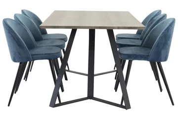 Marina Matgrupp 180 cm Rektangulär med 6 Velvet stolar - Möbler - Bord & matgrupp - Matgrupp
