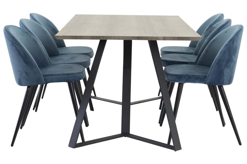 Marina Matgrupp 180 cm Rektangulär med 6 Velvet stolar - Möbler - Bord & matgrupp - Matgrupp