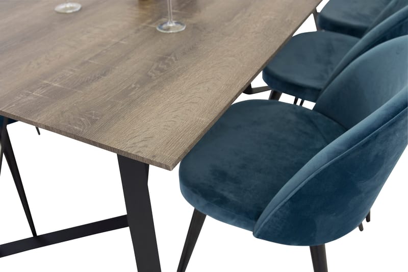 Marina Matgrupp 180 cm Rektangulär med 6 Velvet stolar - Möbler - Bord & matgrupp - Matgrupp