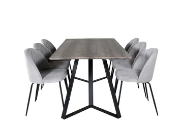 Marina Matgrupp 180 cm Rektangulär med 6 Wrinkles stolar - Svart - Möbler - Bord & matgrupp - Matgrupp