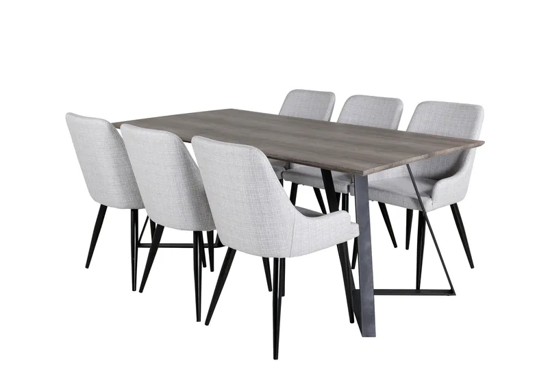 Marina Matgrupp 180 cm Rektangulär med 6 Plaza stolar - Svart - Möbler - Bord & matgrupp - Matgrupp