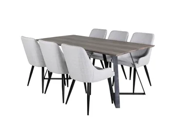 Marina Matgrupp 180 cm Rektangulär med 6 Plaza stolar - Svart - Möbler - Bord & matgrupp - Matgrupp