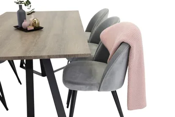 Marina Matgrupp 180 cm Rektangulärt med 6 Velvet Sammet Matstolar - Svart / Grå / Brun - Möbler - Bord & matgrupp - Matgrupp