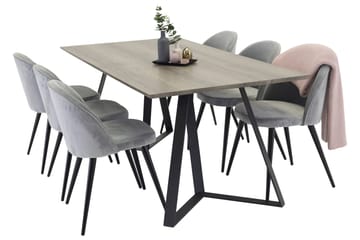 Marina Matgrupp 180 cm Rektangulärt med 6 Velvet Sammet Matstolar - Svart - Möbler - Bord & matgrupp - Matgrupp