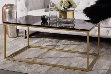 Barreras Soffbord Svart Marmormönster - Svart/Guld - Möbler - Bord & matgrupp - Marmorbord