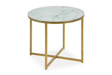 Epiffer Soffbord 50 cm Runt Marmormönster - Vit/Grå/Mässing - Möbler - Bord & matgrupp - Marmorbord