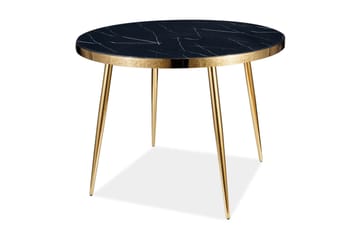 Matbord Izzo 100 cm Runt Marmorlook - Glas/Svart/Guld - Möbler - Bord & matgrupp - Marmorbord
