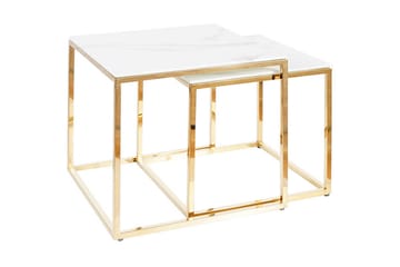 Satsbord Pontevel Marmorlook - Glas/Vit/Guld - Möbler - Bord & matgrupp - Marmorbord