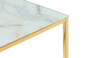 Soffbord Valeria 100 cm Marmormönster - Glas/Vit/Mässing - Möbler - Bord & matgrupp - Marmorbord