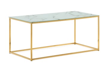 Soffbord Valeria 100 cm Marmormönster - Glas/Vit/Mässing - Möbler - Bord & matgrupp - Marmorbord