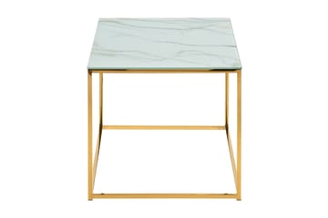 Soffbord Valeria 100 cm Marmormönster - Glas/Vit/Mässing - Möbler - Bord & matgrupp - Marmorbord
