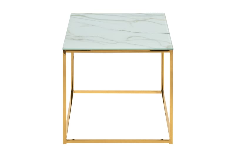 Soffbord Valeria 100 cm Marmormönster - Glas/Vit/Mässing - Möbler - Bord & matgrupp - Marmorbord
