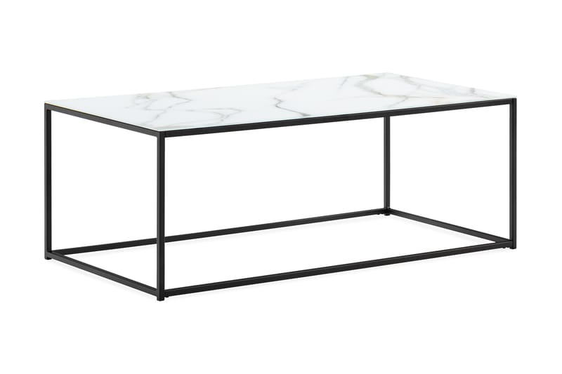 Soffbord Valeria 120 cm Marmormönster - Glas/Vit/Svarta Ben - Möbler - Bord & matgrupp - Marmorbord