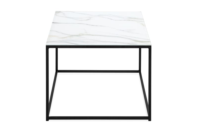 Soffbord Valeria 120 cm Marmormönster - Glas/Vit/Svarta Ben - Möbler - Bord & matgrupp - Marmorbord