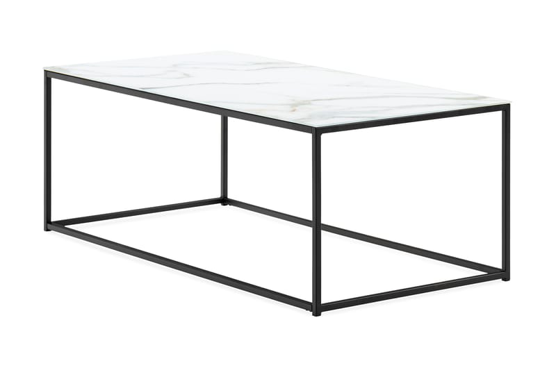 Soffbord Valeria 120 cm Marmormönster - Glas/Vit/Svarta Ben - Möbler - Bord & matgrupp - Marmorbord