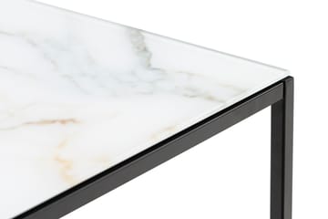 Soffbord Valeria 120 cm Marmormönster - Glas/Vit/Svarta Ben - Möbler - Bord & matgrupp - Marmorbord