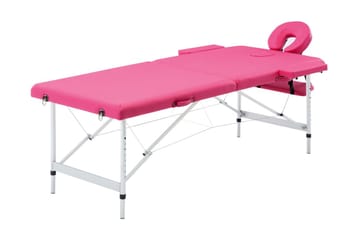 Hopfällbar massagebänk 2 sektioner aluminium rosa