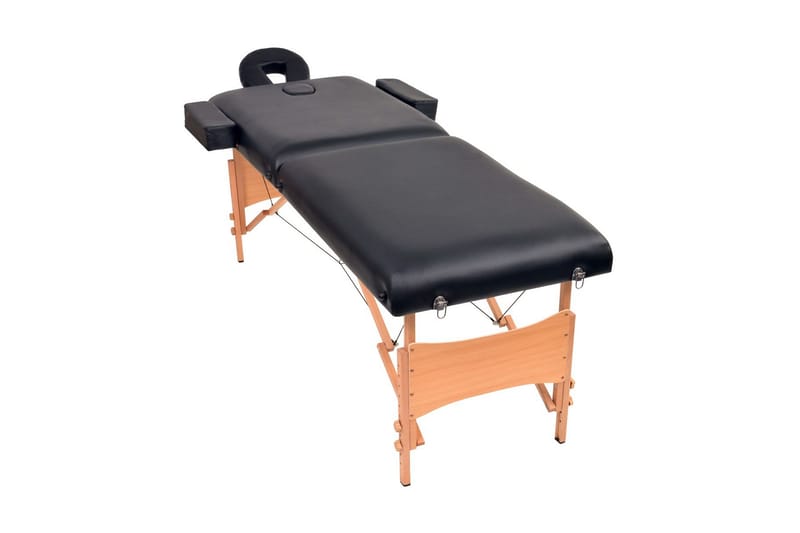 Hopfällbar massagebänk 2 sektioner och pall set 10 cm tjock - Svart - Massagebord