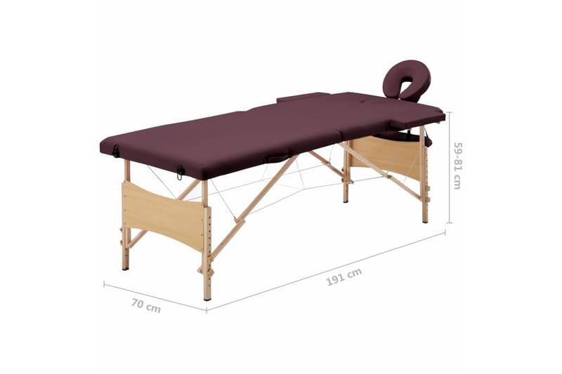 Hopfällbar massagebänk 2 sektioner trä lila - Lila - Massagebord