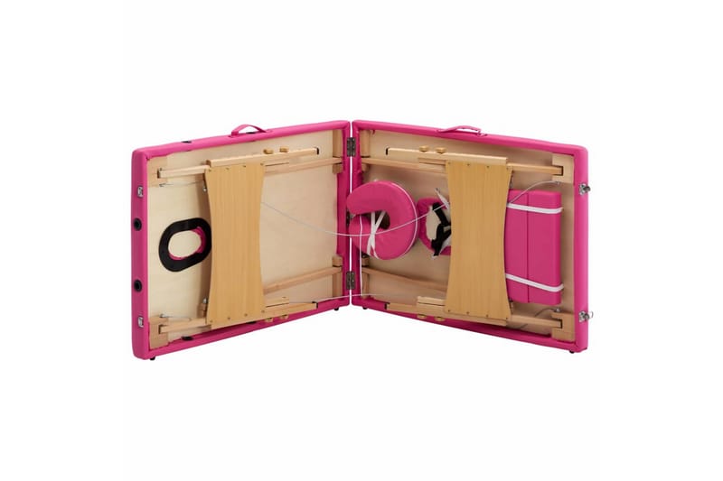Hopfällbar massagebänk 2 sektioner trä rosa - Rosa - Massagebord
