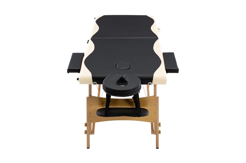 Hopfällbar massagebänk 2 sektioner trä svart och beige - Svart - Massagebord