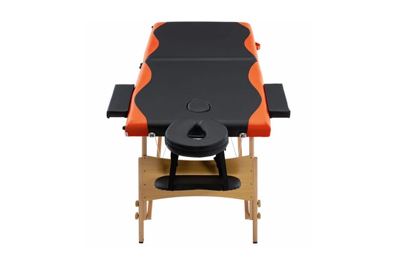 Hopfällbar massagebänk 2 sektioner trä svart och orange - Svart - Massagebord