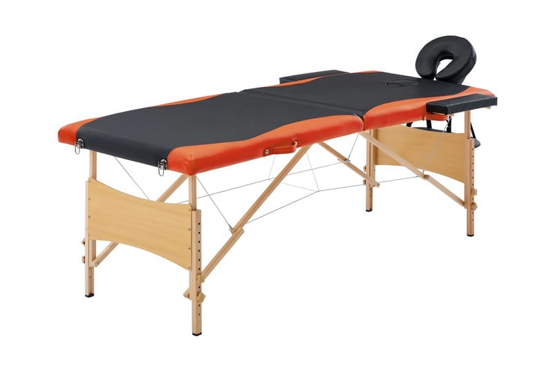 Hopfällbar massagebänk 2 sektioner trä svart och orange - Svart - Massagebord