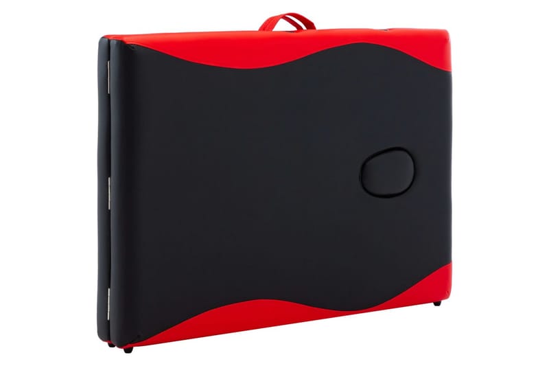 Hopfällbar massagebänk 2 sektioner trä svart och röd - Svart - Massagebord