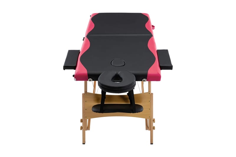Hopfällbar massagebänk 2 sektioner trä svart och rosa - Svart - Massagebord