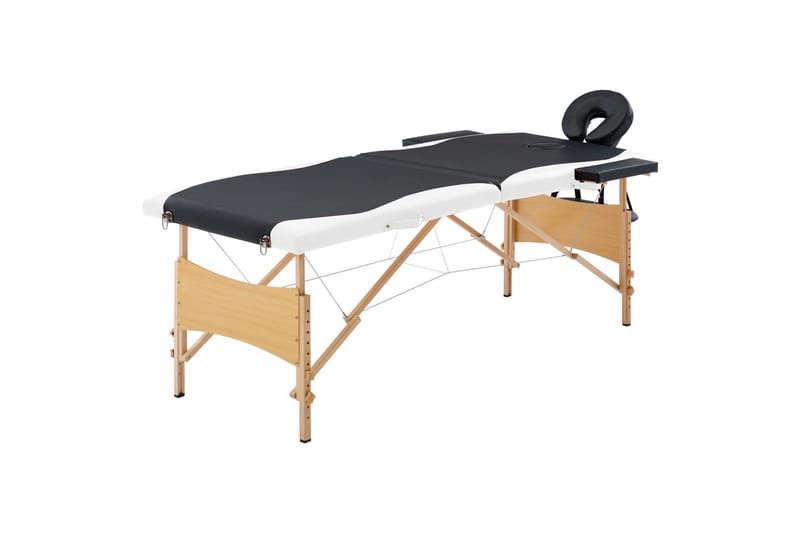 Hopfällbar massagebänk 2 sektioner trä svart och vit - Svart - Massagebord