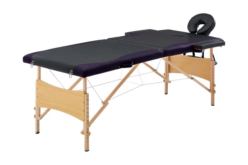 Hopf�ällbar massagebänk 2 sektioner trä svart - Svart - Massagebord