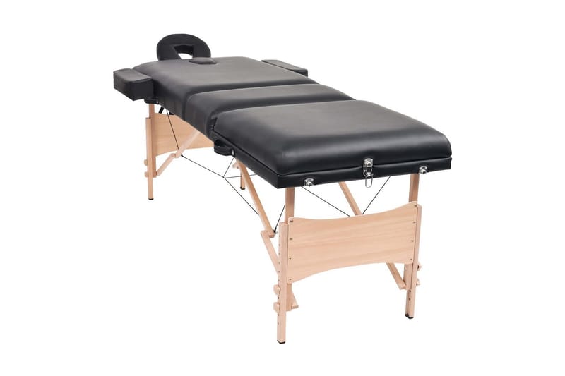 Hopfällbar massagebänk 3 sektioner 10 cm tjock svart - Svart - Massagebord