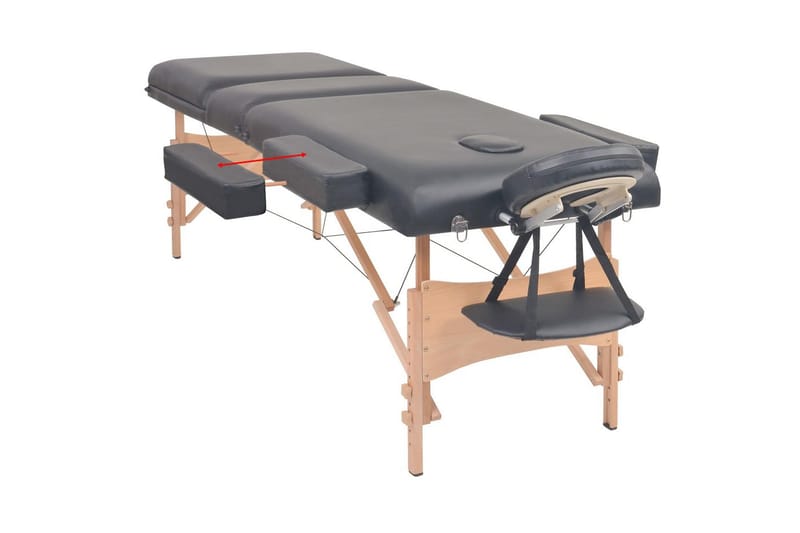 Hopfällbar massagebänk 3 sektioner 10 cm tjock svart - Svart - Massagebord