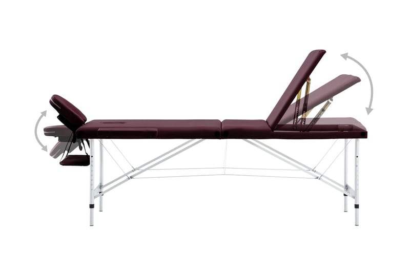Hopfällbar massagebänk 3 sektioner aluminium lila - Lila - Massagebord