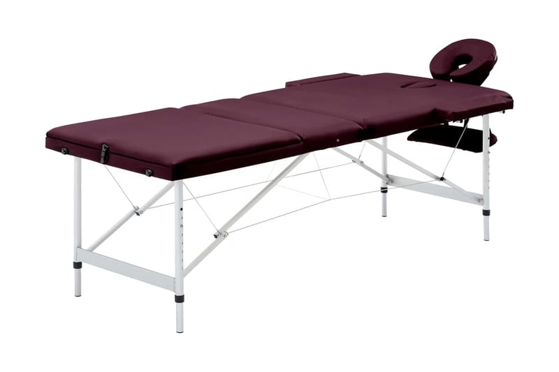 Hopfällbar massagebänk 3 sektioner aluminium lila - Lila - Massagebord